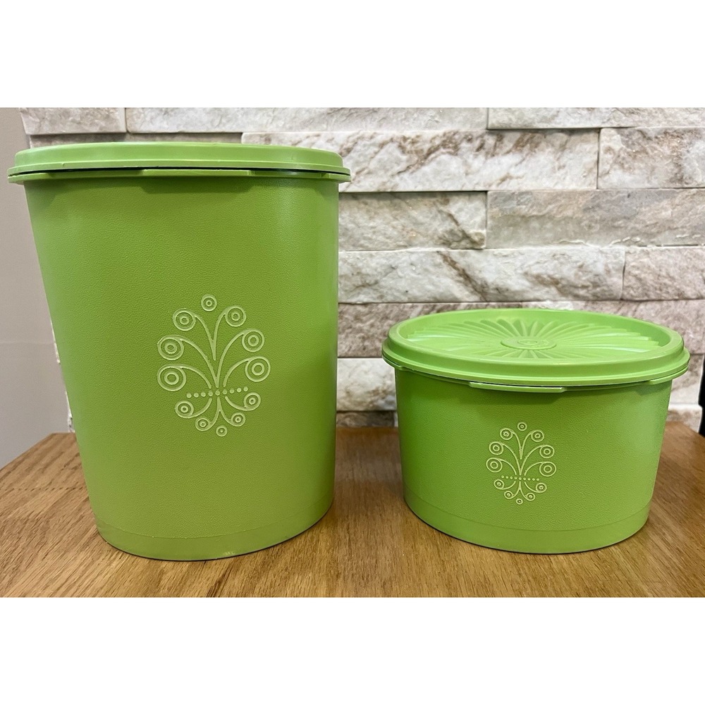 Vtg Tupperware Apple Green Canisters With Lids, USA Replacement